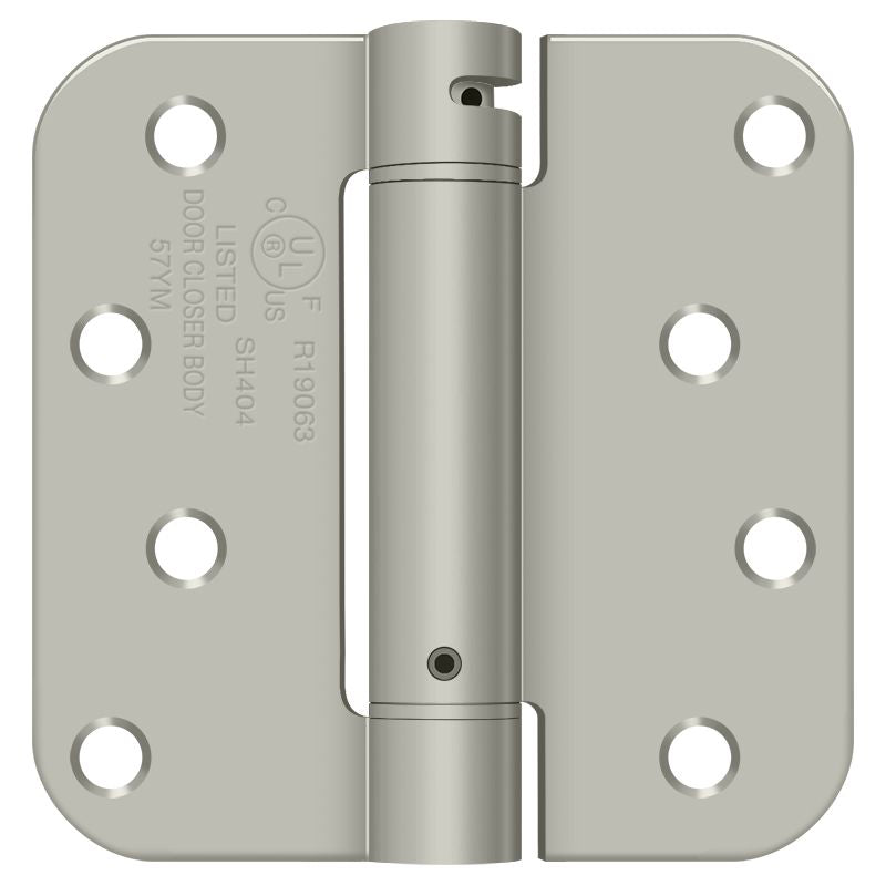 Deltana DSH4R515 4" x 4" 5/8" Radius Spring Hinge; Satin Nickel Finish