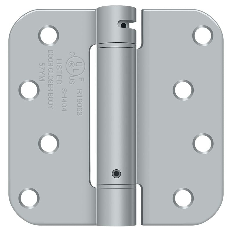 Deltana DSH4R526D 4" x 4" 5/8" Radius Spring Hinge; Satin Chrome Finish