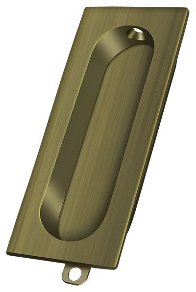Deltana FP222U5 Flush Pull; Rectangle; 3-1/8" x 15/16"; Antique Brass Finish