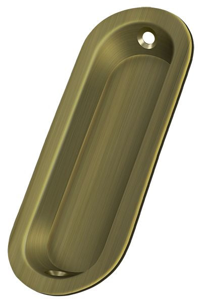 Deltana FP223U5 Flush Pull; Oblong; 3-1/2" x 11/4" x 5/16"; Antique Brass Finish