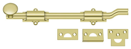 Deltana FPG103 10" Surface Bolt with Offset; Heavy Duty; Bright Brass Finish