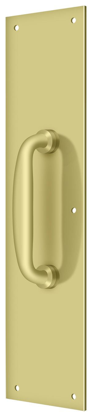 Deltana PPH55U3 Push Plate with Handle 3-1/2" x 15 " - Handle 5 1/2"; Bright Brass Finish