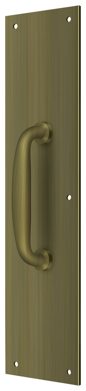 Deltana PPH55U5 Push Plate with Handle 3-1/2" x 15 " - Handle 5 1/2"; Antique Brass Finish