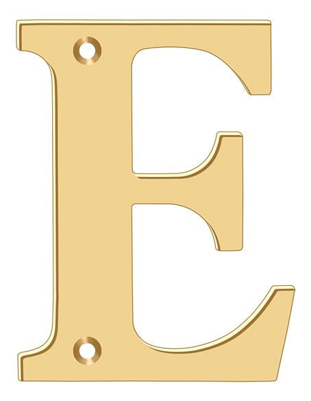 Deltana RL4E-CR003 4" Residential Letter E; Lifetime Brass Finish