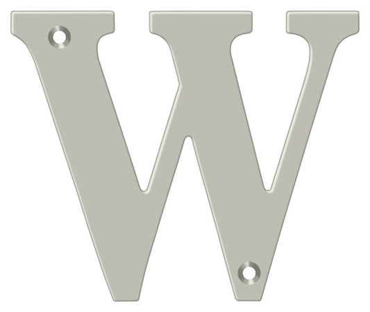 Deltana RL4W-15 4" Residential Letter W; Satin Nickel Finish