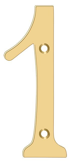 Deltana RN4-1 4" Numbers; Solid Brass; Lifetime Brass Finish