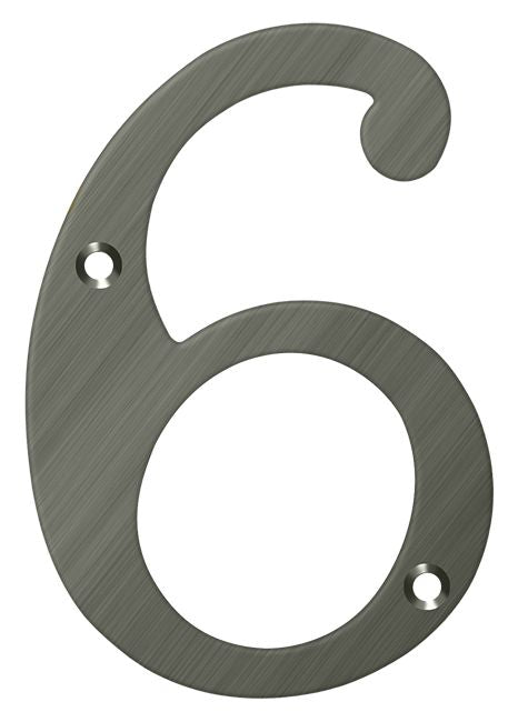 Deltana RN4-6U15A 4" Numbers; Solid Brass; Antique Nickel Finish