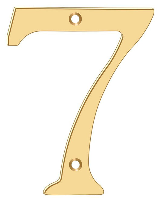Deltana RN4-7 4" Numbers; Solid Brass; Lifetime Brass Finish