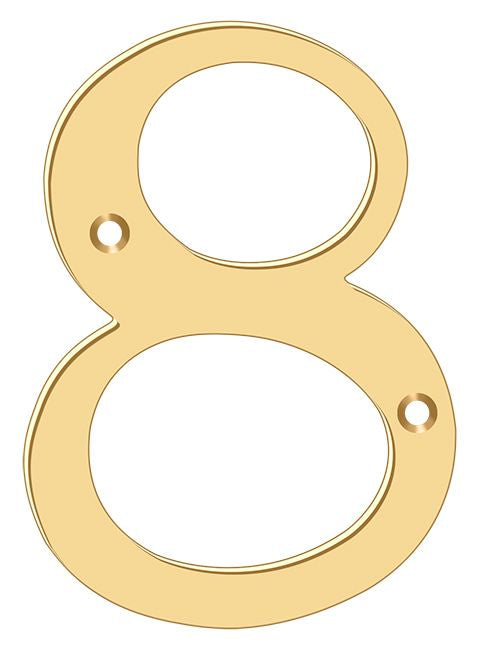 Deltana RN4-8 4" Numbers; Solid Brass; Lifetime Brass Finish