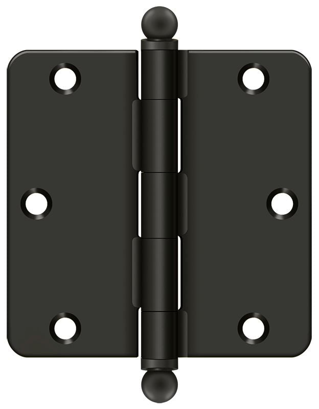 Deltana S35R410B-BT 3-1/2" x 3-1/2" x 1/4" Radius Hinge; with Ball Tips; Oil Rubbed Bronze Finish