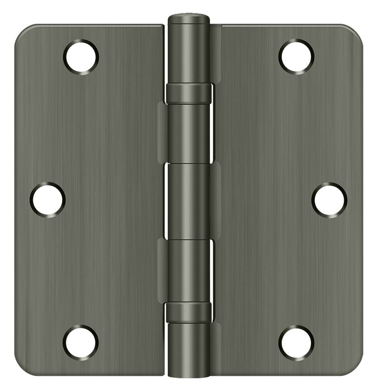 Deltana S35R4BB15A 3-1/2" x 3-1/2" x 1/4" Radius Hinge; Ball Bearing; Antique Nickel Finish