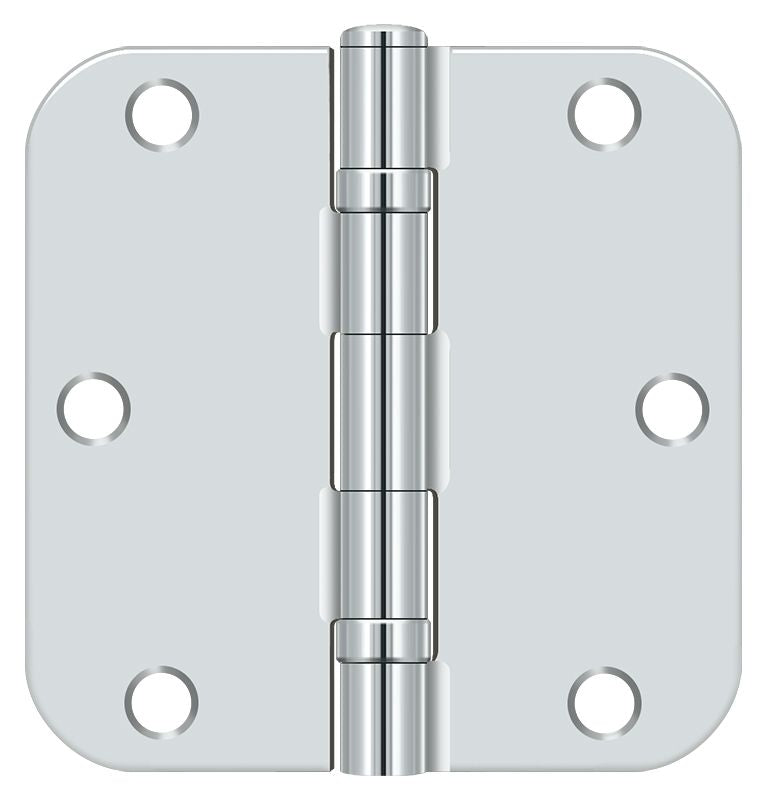 Deltana S35R5BB26 3-1/2" x 3-1/2" x 5/8" Radius Hinge; Ball Bearing; Bright Chrome Finish