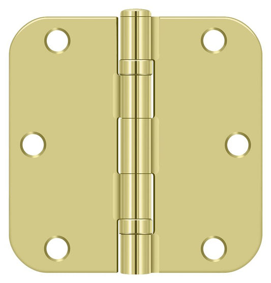 Deltana S35R5BB3 3-1/2" x 3-1/2" x 5/8" Radius Hinge; Ball Bearing; Bright Brass Finish