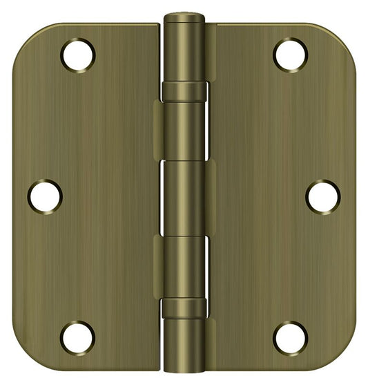 Deltana S35R5BB5 3-1/2" x 3-1/2" x 5/8" Radius Hinge; Ball Bearing; Antique Brass Finish