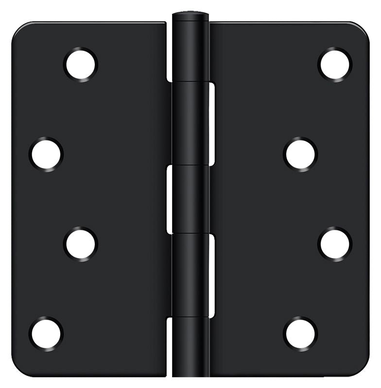 Deltana S44R41B 4" x 4" x 1/4" Radius Hinge; Flat Black Finish