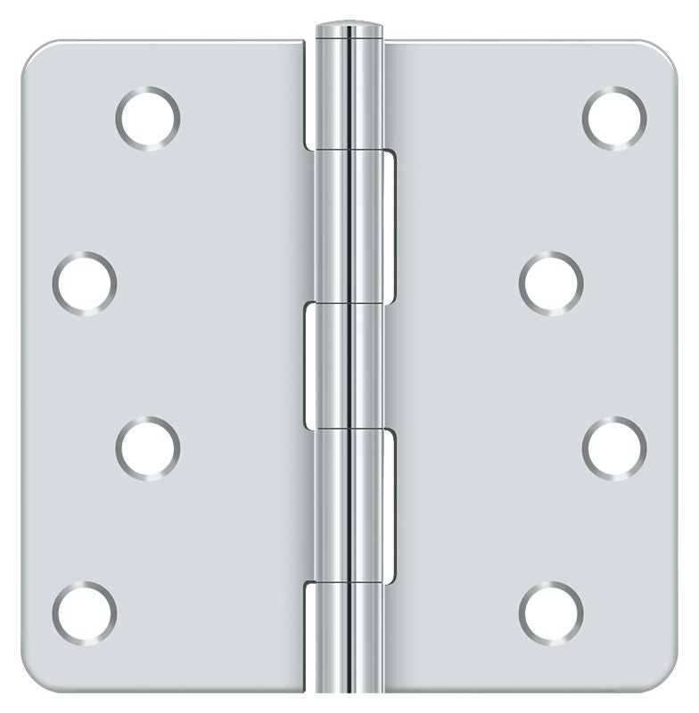 Deltana S44R426 4" x 4" x 1/4" Radius Hinge; Bright Chrome Finish