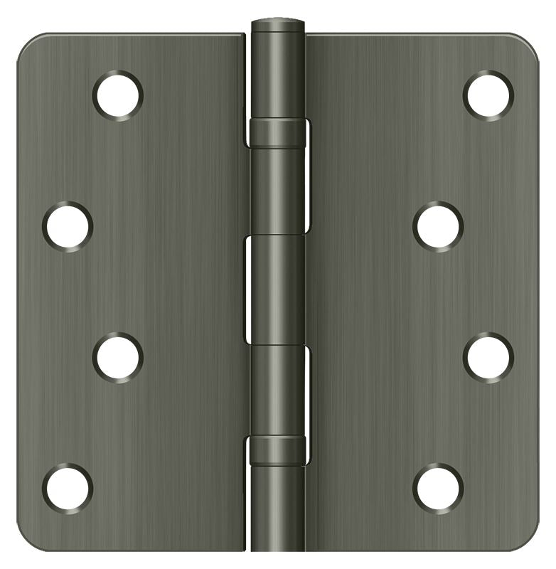 Deltana S44R4BB15A 4" x 4" x 1/4" Radius Hinge; Ball Bearings; Antique Nickel Finish