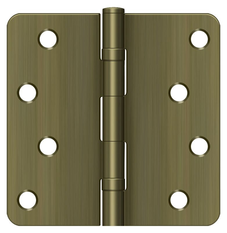 Deltana S44R4BB5 4" x 4" x 1/4" Radius Hinge; Ball Bearings; Antique Brass Finish