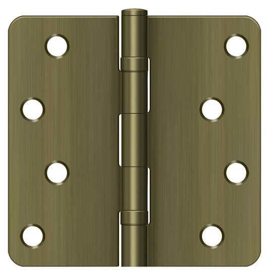 Deltana S44R4BB5 4" x 4" x 1/4" Radius Hinge; Ball Bearings; Antique Brass Finish