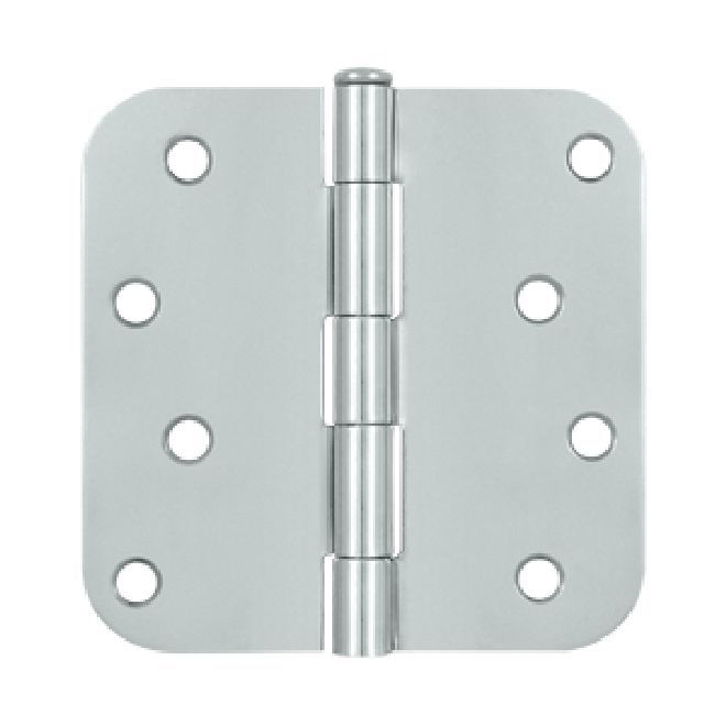 Deltana S44R526 4" x 4" x 5/8" Radius Hinge; Bright Chrome Finish