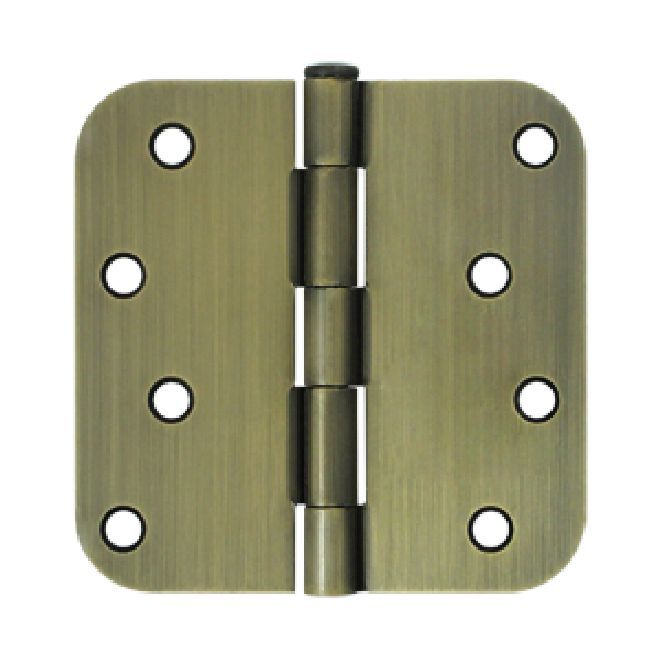 Deltana S44R55 4" x 4" x 5/8" Radius Hinge; Antique Brass Finish