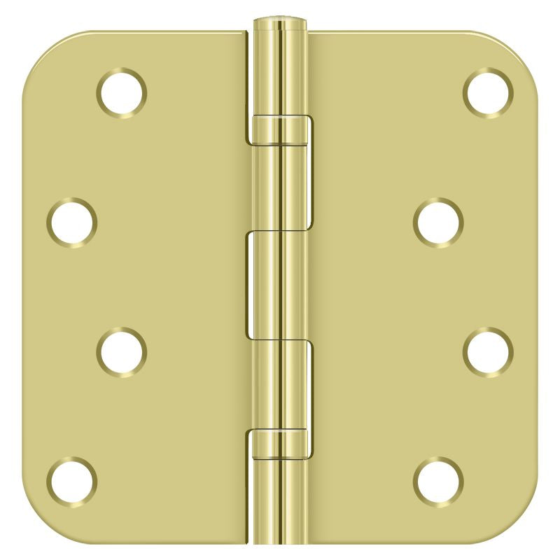 Deltana S44R5BB3 4" x 4" x 5/8" Radius Hinge; Ball Bearings; Bright Brass Finish