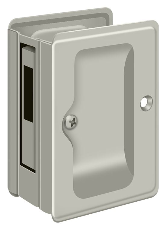 Deltana SDAR325U15 Heavy Duty Pocket Lock; Adjustable; 3-1/4" x 2 1/4" Sliding Door Receiver; Satin Nickel Finish