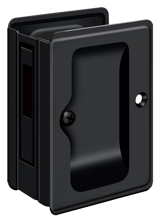 Deltana SDAR325U19 Heavy Duty Pocket Lock; Adjustable; 3-1/4" x 2 1/4" Sliding Door Receiver; Black Finish