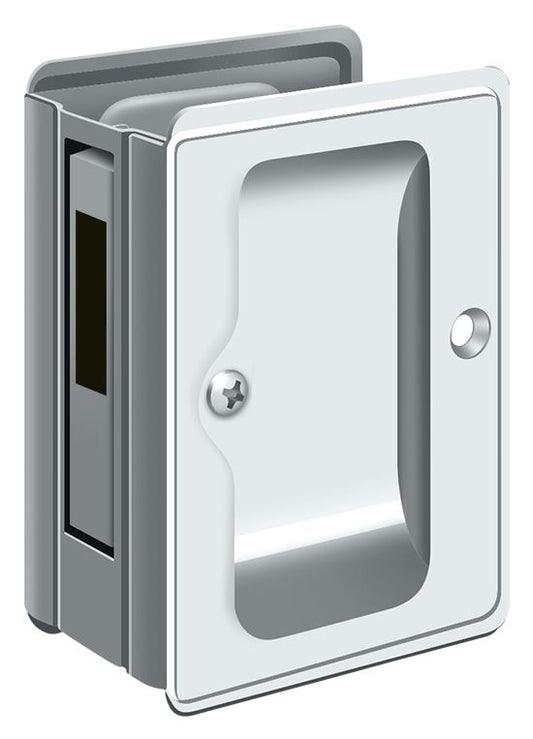 Deltana SDAR325U26 Heavy Duty Pocket Lock; Adjustable; 3-1/4" x 2 1/4" Sliding Door Receiver; Bright Chrome Finish