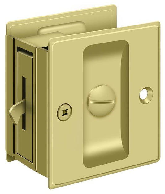 Deltana SDL25U3 Pocket Lock; 2-1/2" x 2-3/4" Privacy; Bright Brass Finish
