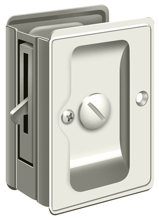 Deltana SDLA325U14 Heavy Duty Pocket Lock; Adjustable; 3-1/4" x 2 1/4" Privacy; Bright Nickel Finish