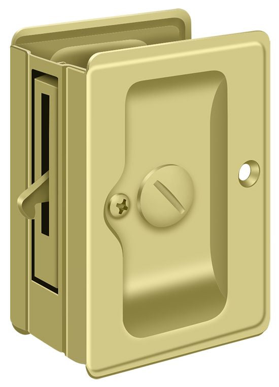 Deltana SDLA325U3 Heavy Duty Pocket Lock; Adjustable; 3-1/4" x 2 1/4" Privacy; Bright Brass Finish