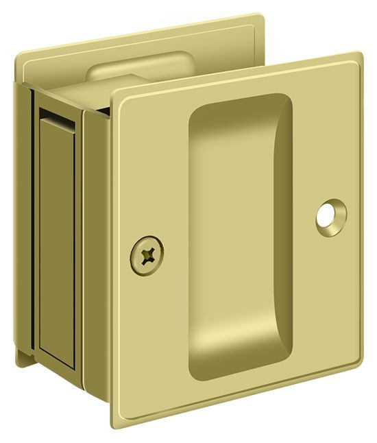 Deltana SDP25U3 Pocket Lock; 2-1/2" x 2-3/4" Passage; Bright Brass Finish