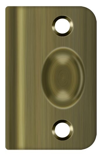 Deltana SPB349U5 Strike Plate for Ball Catch and Roller Catch; Antique Brass Finish